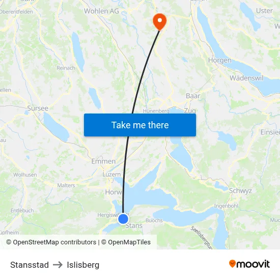Stansstad to Islisberg map