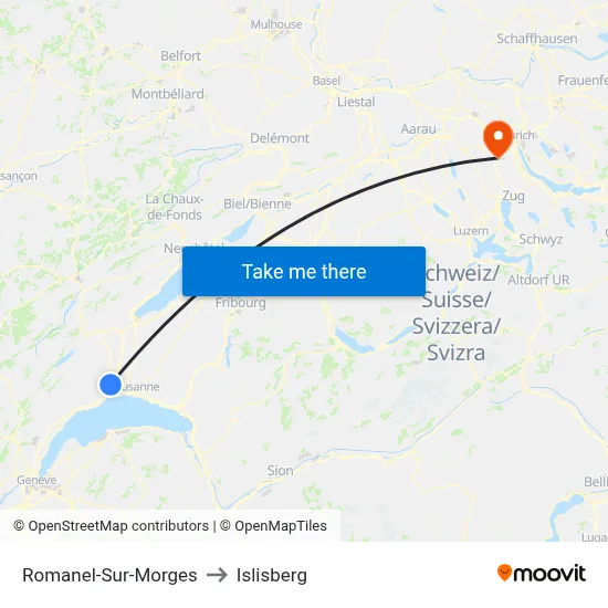 Romanel-Sur-Morges to Islisberg map