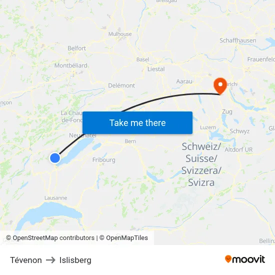 Tévenon to Islisberg map