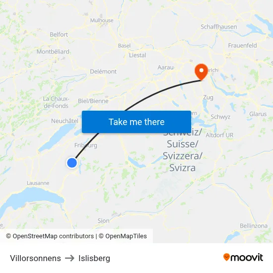 Villorsonnens to Islisberg map