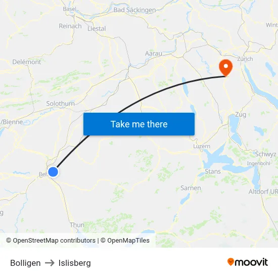 Bolligen to Islisberg map