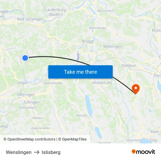 Wenslingen to Islisberg map