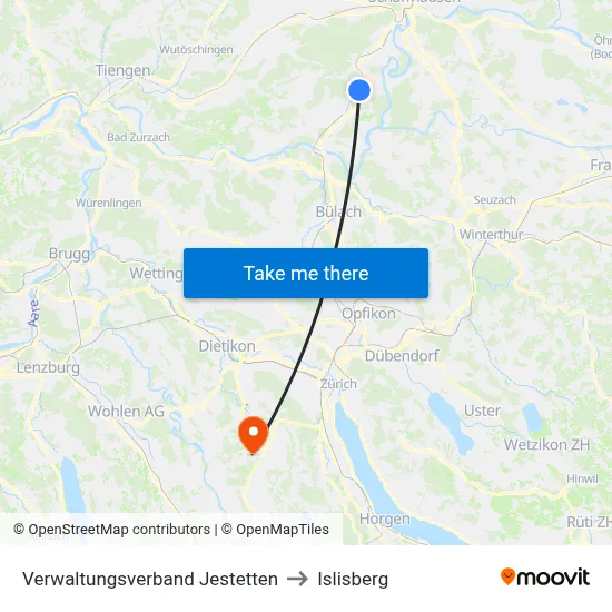 Verwaltungsverband Jestetten to Islisberg map