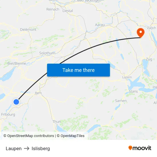 Laupen to Islisberg map