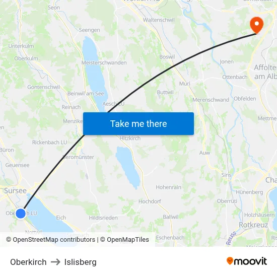 Oberkirch to Islisberg map