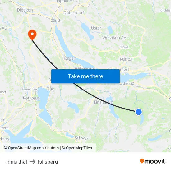 Innerthal to Islisberg map