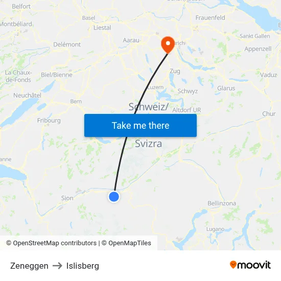 Zeneggen to Islisberg map