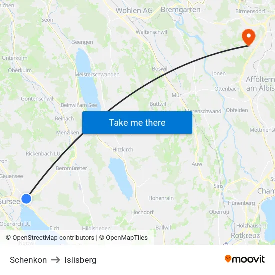 Schenkon to Islisberg map