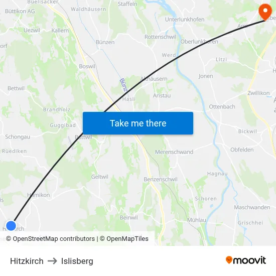 Hitzkirch to Islisberg map