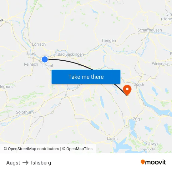 Augst to Islisberg map