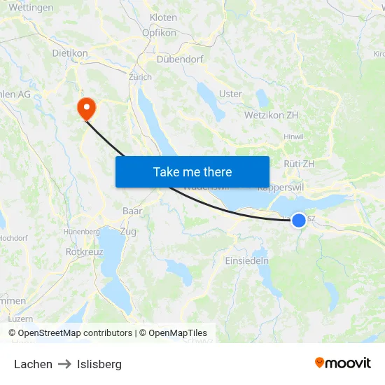 Lachen to Islisberg map