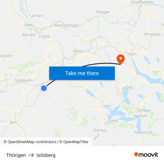 Thörigen to Islisberg map