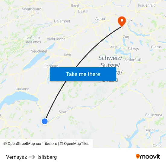 Vernayaz to Islisberg map