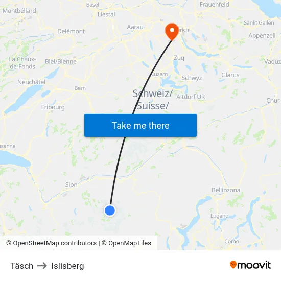 Täsch to Islisberg map