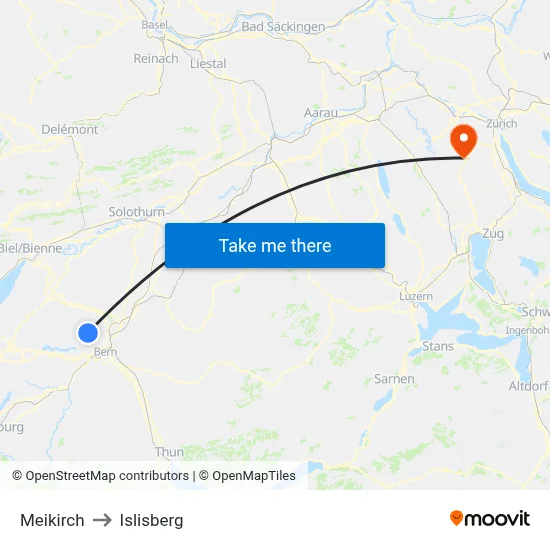 Meikirch to Islisberg map