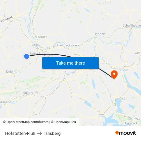 Hofstetten-Flüh to Islisberg map