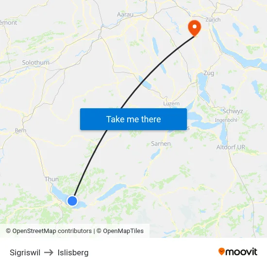 Sigriswil to Islisberg map