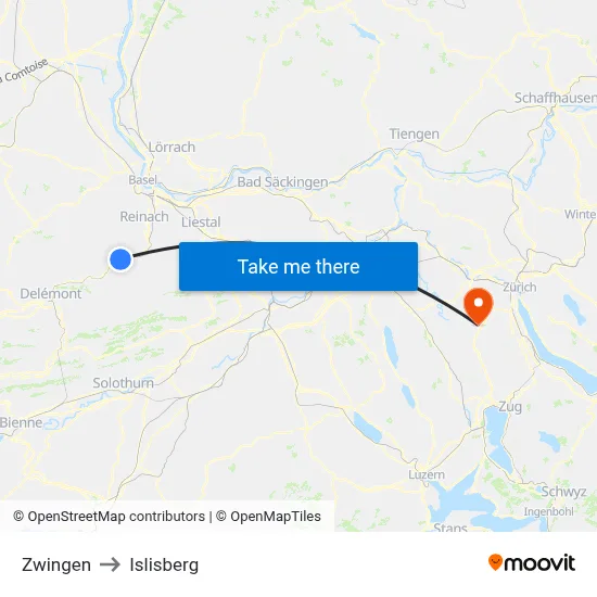 Zwingen to Islisberg map