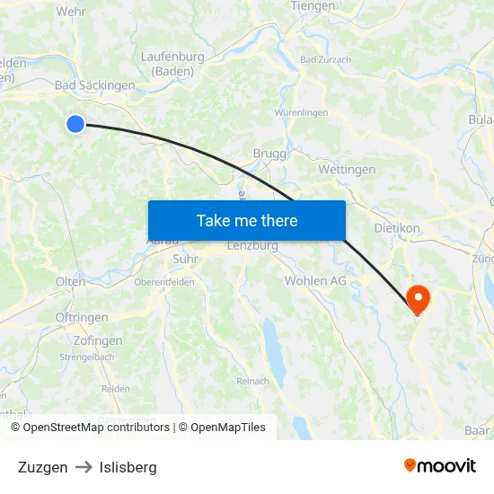Zuzgen to Islisberg map