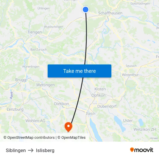 Siblingen to Islisberg map