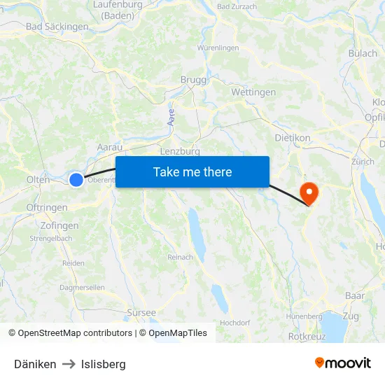 Däniken to Islisberg map