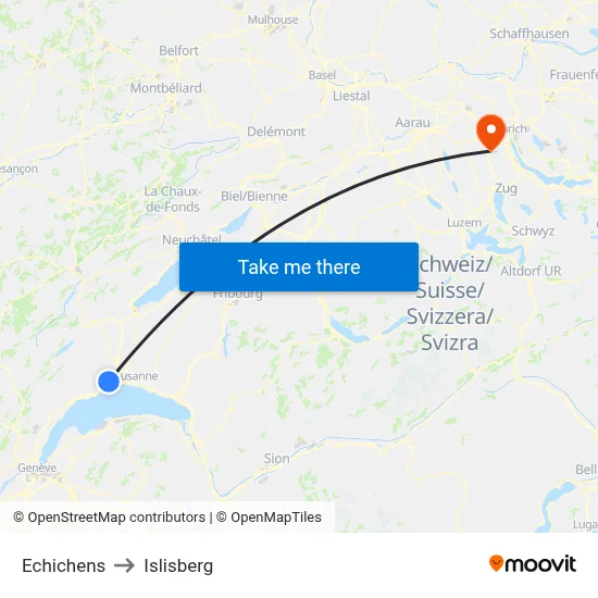 Echichens to Islisberg map