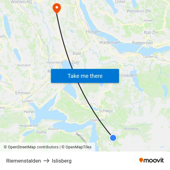 Riemenstalden to Islisberg map