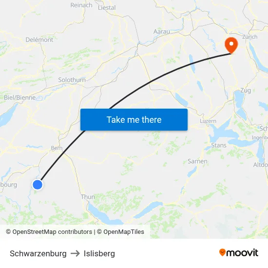 Schwarzenburg to Islisberg map
