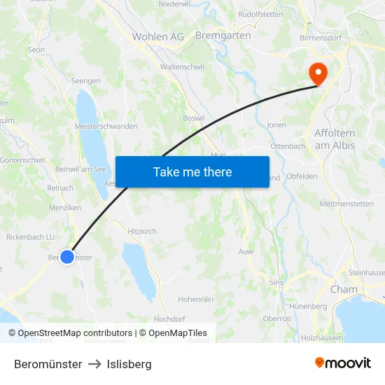 Beromünster to Islisberg map