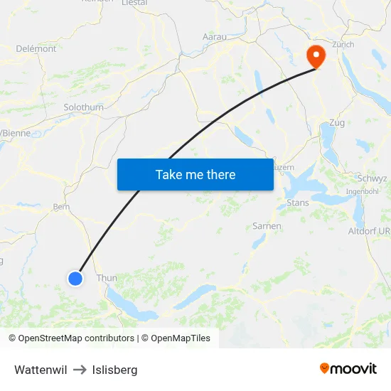 Wattenwil to Islisberg map
