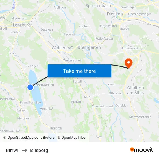Birrwil to Islisberg map