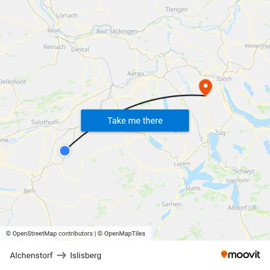 Alchenstorf to Islisberg map