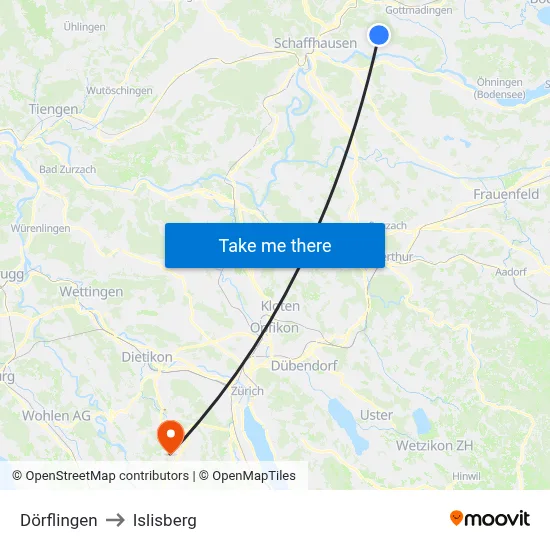 Dörflingen to Islisberg map