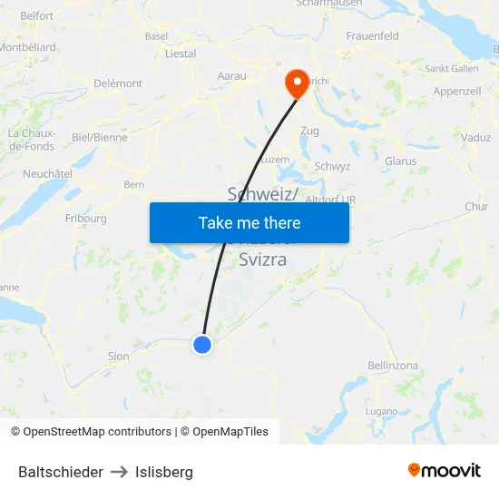 Baltschieder to Islisberg map