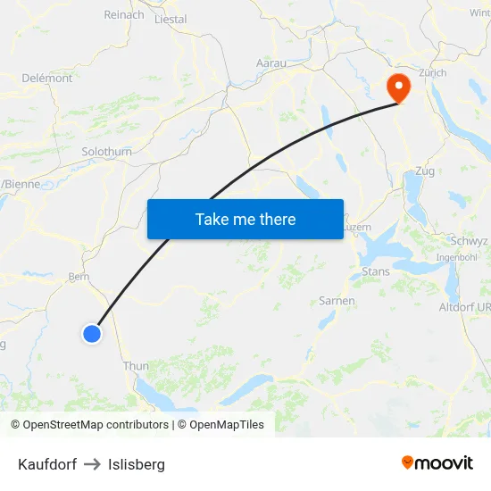 Kaufdorf to Islisberg map