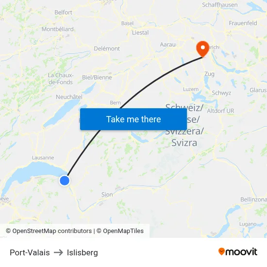 Port-Valais to Islisberg map