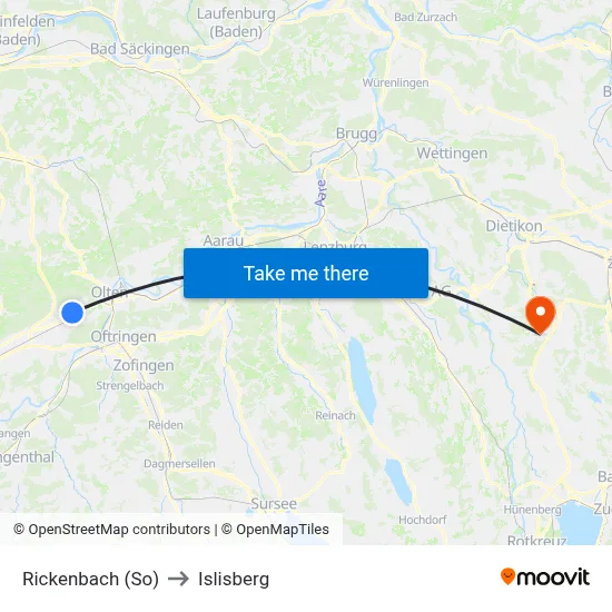 Rickenbach (So) to Islisberg map