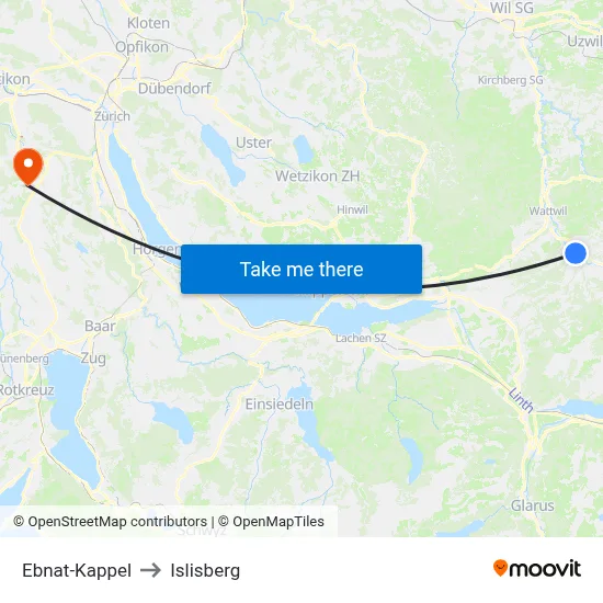 Ebnat-Kappel to Islisberg map