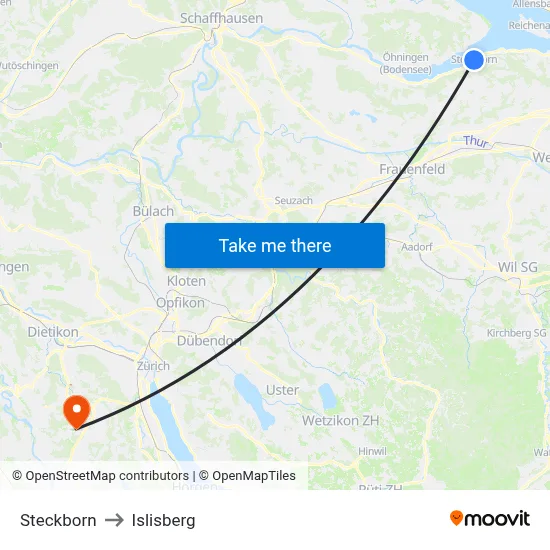 Steckborn to Islisberg map