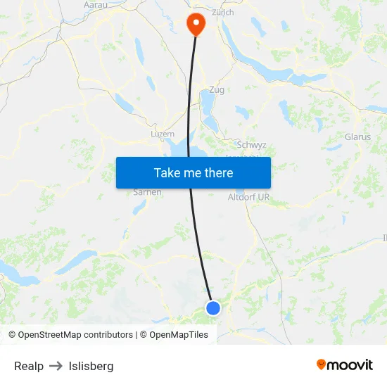 Realp to Islisberg map