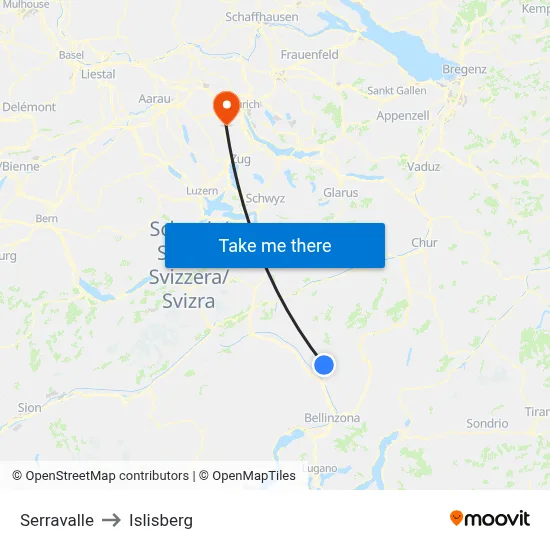 Serravalle to Islisberg map