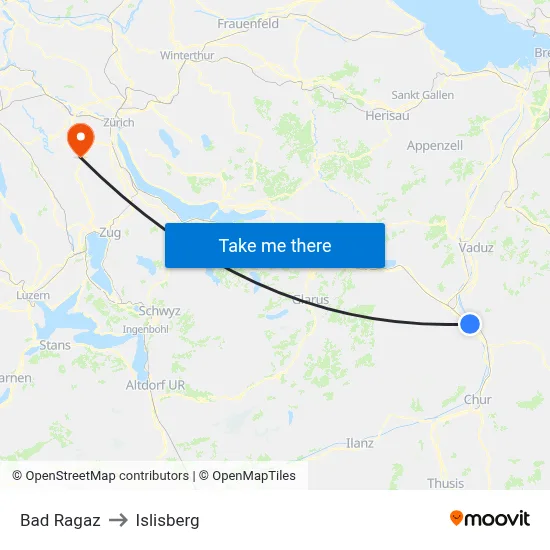 Bad Ragaz to Islisberg map