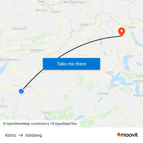 Köniz to Islisberg map