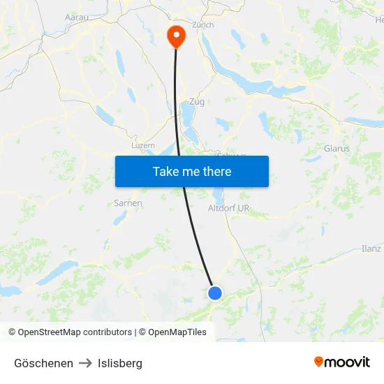 Göschenen to Islisberg map