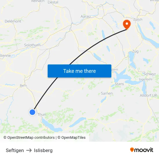 Seftigen to Islisberg map