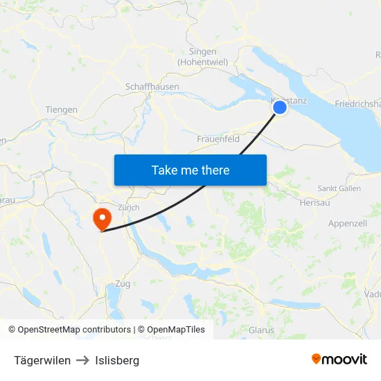 Tägerwilen to Islisberg map
