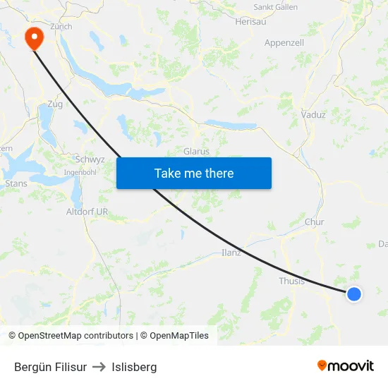Bergün Filisur to Islisberg map