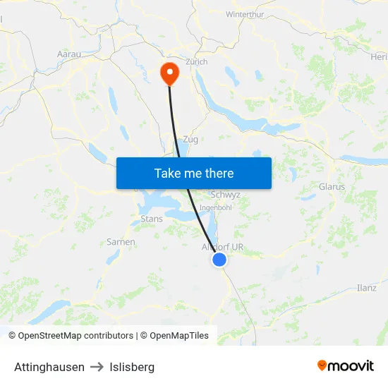 Attinghausen to Islisberg map
