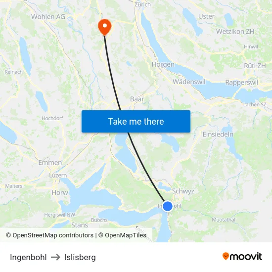 Ingenbohl to Islisberg map