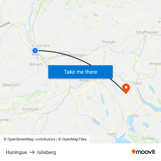 Huningue to Islisberg map